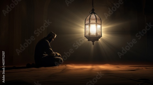 A man praying in a mosque