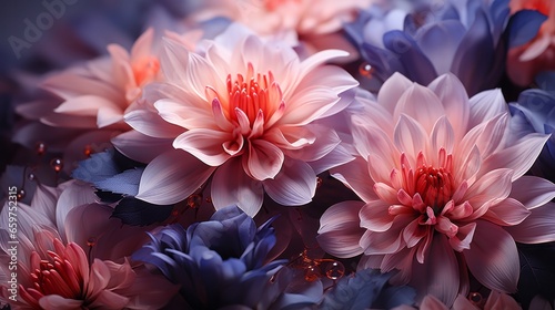 A vibrant bouquet of pink and blue flowers bursts with life and color, a breathtaking reminder of the beauty and joy that plants bring to our lives