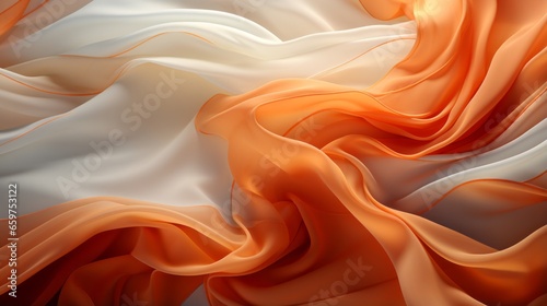 A vibrant and artistic close-up of a peach and orange fabric inspires feelings of warmth and joy