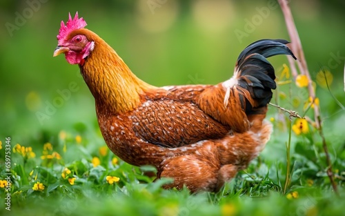 Rooster chicken in the grass farm stocklife animal rural photo