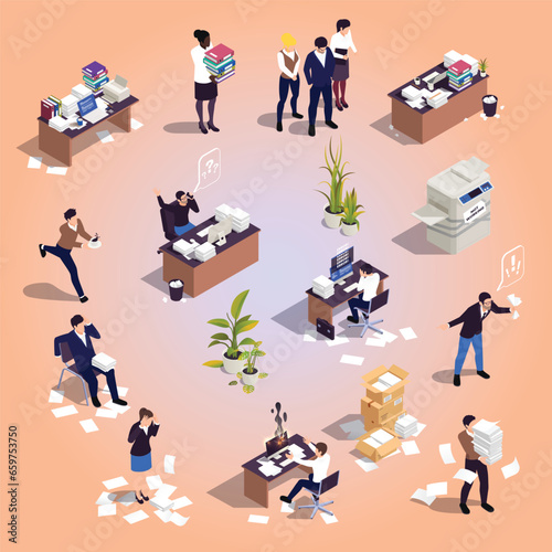 disorganized office work set