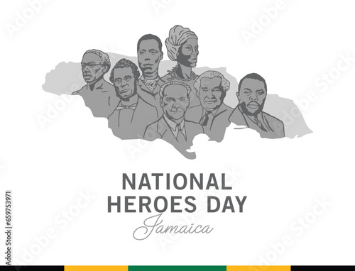 VECTORS. Editable banner for the National Heroes Day in Jamaica, October.