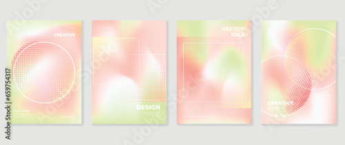 Idol lover posters set. Cute gradient holographic background vector with pastel color, border, halftone texture. Y2k trendy wallpaper design for social media, cards, banner, flyer, brochure.