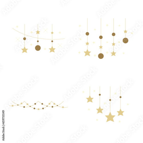 New Year Decoration With Simple Shape. Vector Illustration Set. © Denu Studios