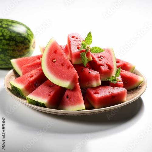 Sliced watermelon served on a plate.