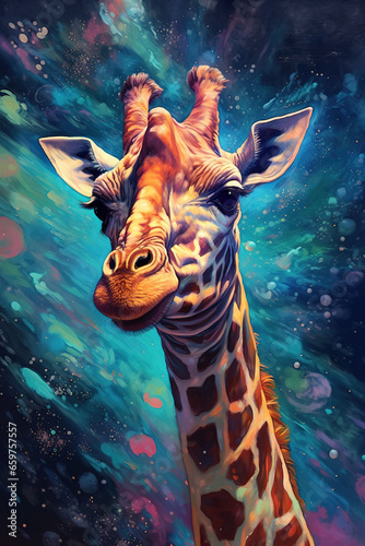 The giraffe  beautiful fine art portrait  generated by Ai
