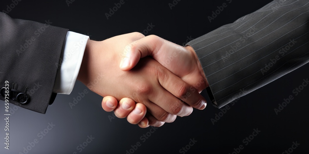 Obraz premium two hands are shaking, generative AI