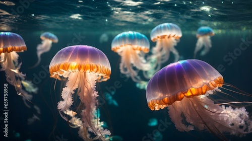 Luminous Jellyfish Drifting on Water - Captivating Natural Beauty