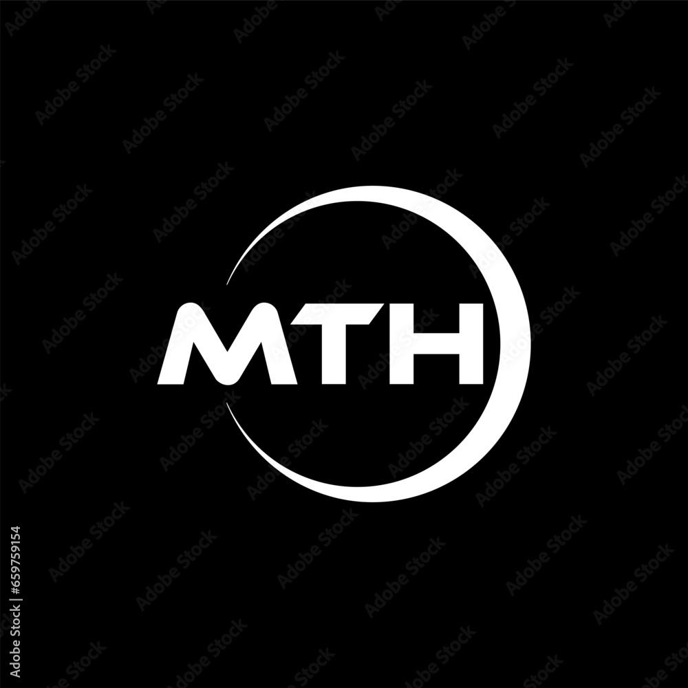 MTH letter logo design with black background in illustrator, cube logo, vector logo, modern alphabet font overlap style. calligraphy designs for logo, Poster, Invitation, etc.