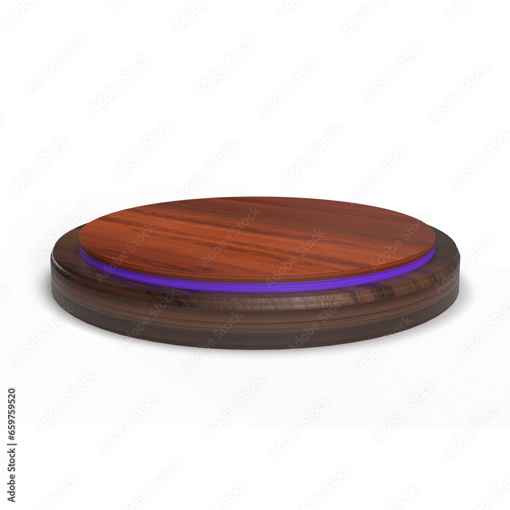 Wooden product presentation podium, pedestal isolated on transparent background