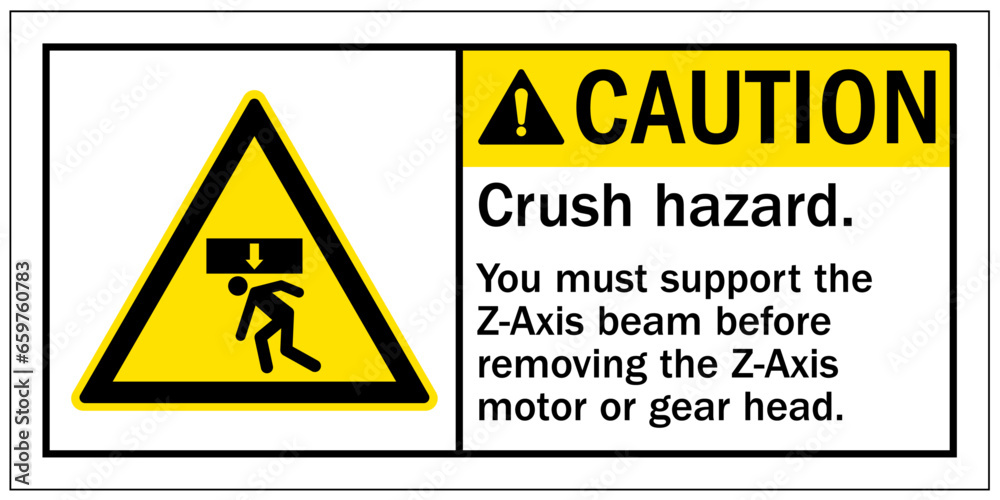 Cut and crush hazard warning sign and labels Cut and crush hazard warning sign and labels