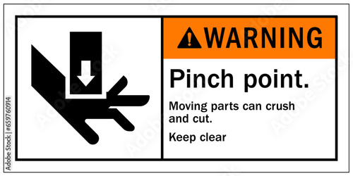 Cut and crush hazard warning sign and labels