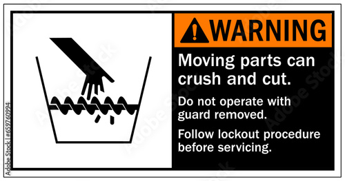 Cut and crush hazard warning sign and labels