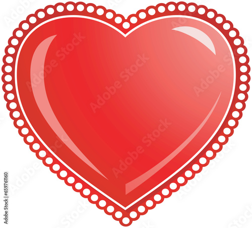 3d vector icon with red heart. Realistic Elements for romantic design. Isolated object on white background