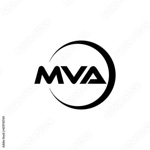 MVA letter logo design with white background in illustrator, cube logo, vector logo, modern alphabet font overlap style. calligraphy designs for logo, Poster, Invitation, etc. photo