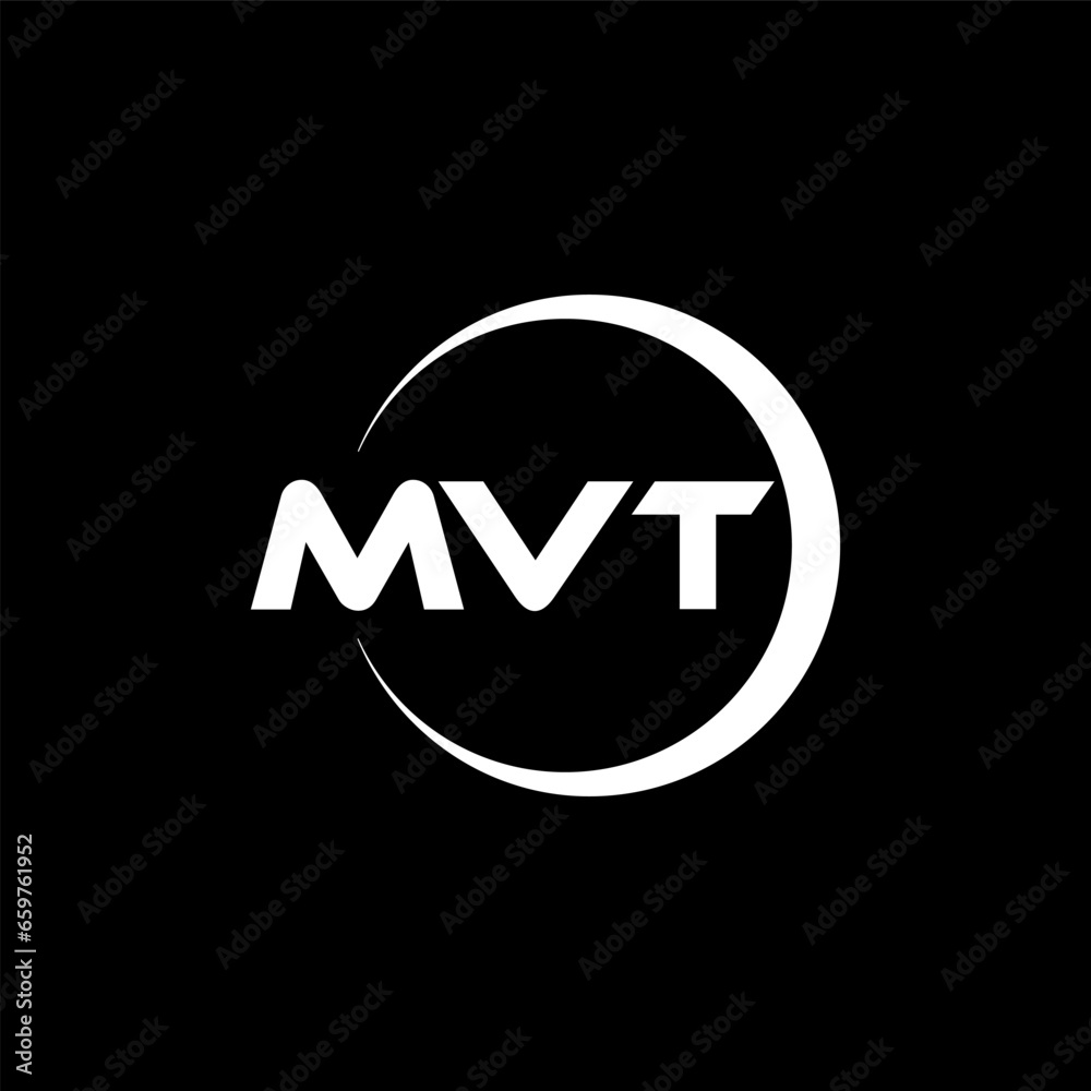 MVT letter logo design with black background in illustrator, cube logo, vector logo, modern alphabet font overlap style. calligraphy designs for logo, Poster, Invitation, etc.