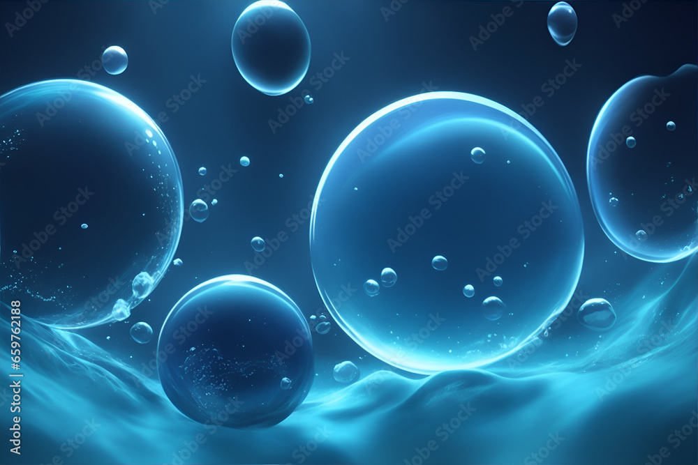Blue bubbles abstract background