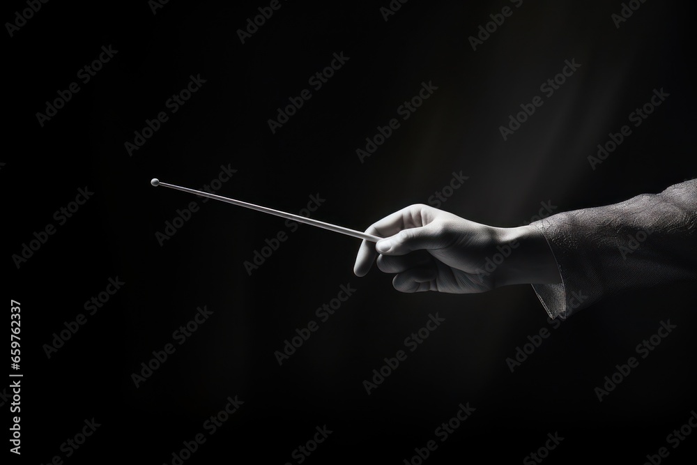 A person is shown holding a stick in their hand. This versatile image can be used to depict concepts such as power, control, authority, self-defense, or even a simple leisure activity. - obrazy, fototapety, plakaty 