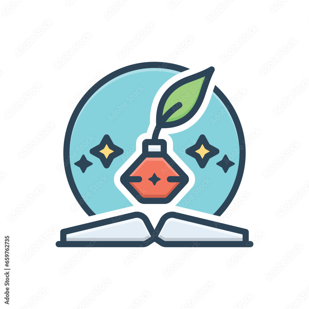 Color illustration icon for biographies - obrazy, fototapety, plakaty 