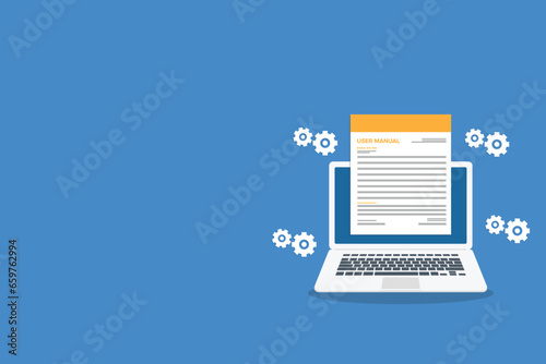 User manual . User guide document. Vector illustration.