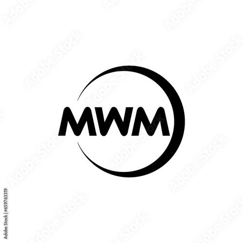 MWM letter logo design with white background in illustrator, cube logo, vector logo, modern alphabet font overlap style. calligraphy designs for logo, Poster, Invitation, etc. photo