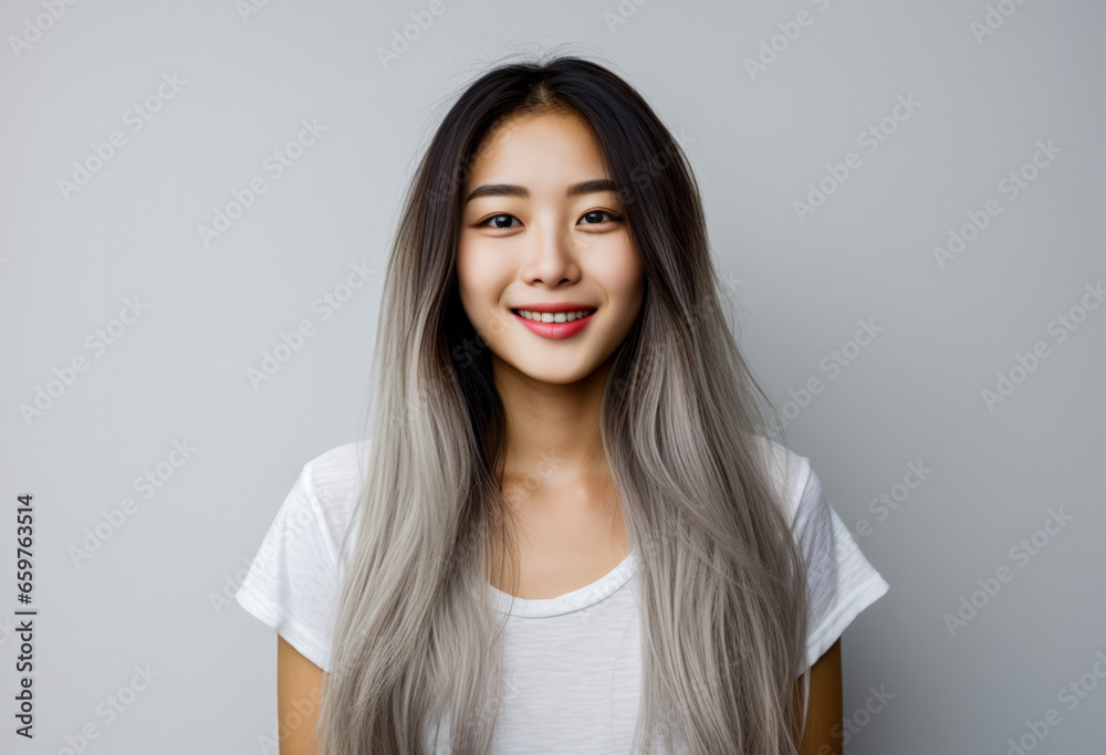 Portrait of a pretty asian young woman isolated from the background