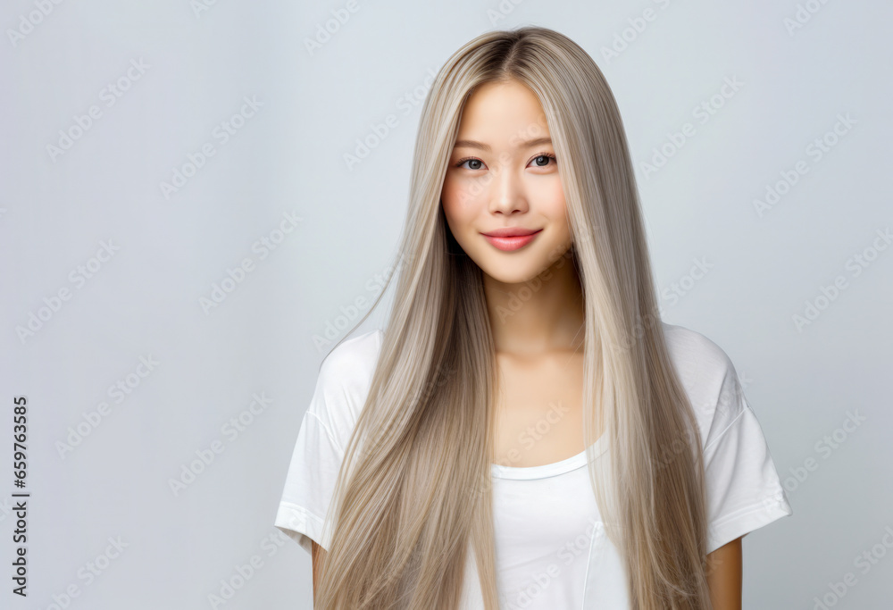 Fototapeta premium Portrait of a pretty asian young woman isolated from the background