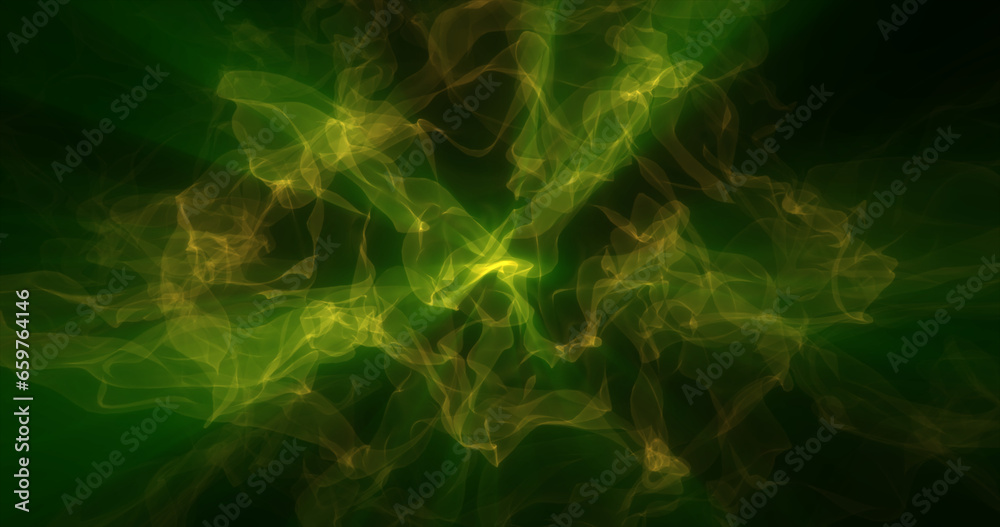 Abstract green energy magical waves glowing background