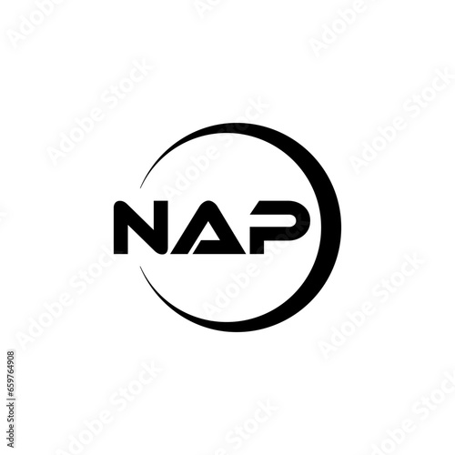 NAP letter logo design with white background in illustrator, cube logo, vector logo, modern alphabet font overlap style. calligraphy designs for logo, Poster, Invitation, etc.