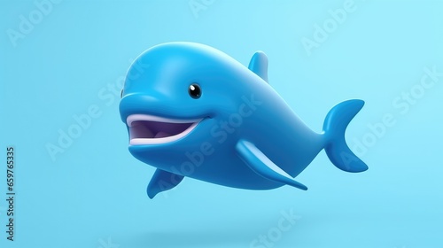 3d Illustration Cute Whale Isolated Background