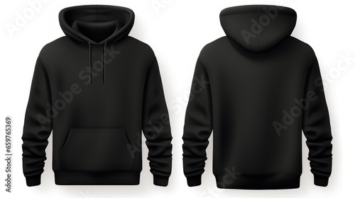 Blank Black Hoodie Isolated Background