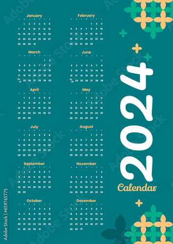 modern calendar template 2024 floral motif