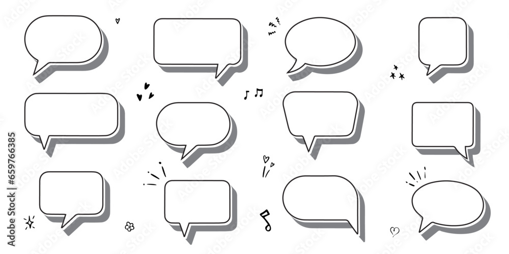 set of various shapes of speech bubbles vector frames