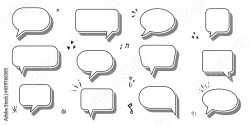 set of various shapes of speech bubbles vector frames