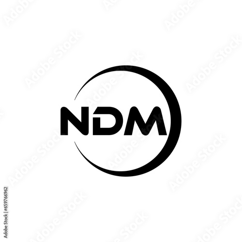 NDM letter logo design with white background in illustrator, cube logo, vector logo, modern alphabet font overlap style. calligraphy designs for logo, Poster, Invitation, etc. photo