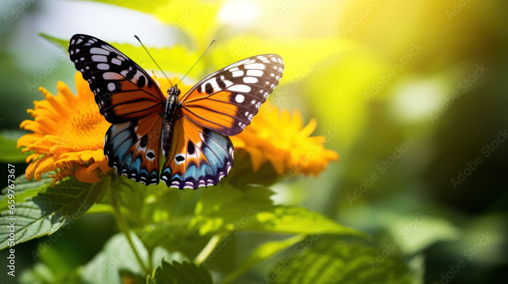 A beautiful close-up of a butterfly sitting on a flower A beautiful close-up of a butterfly sitting on a flower