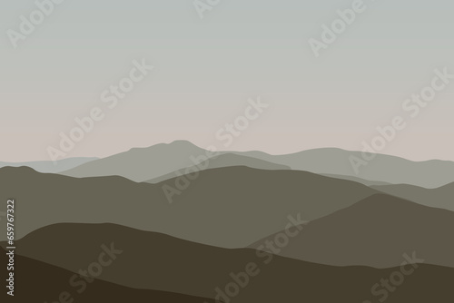 Beautiful mountain landscape. Vector illustration in flat style.