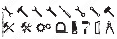 repairing tools kit icon set. power tool vector