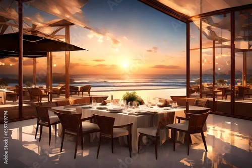 restaurant at sunset