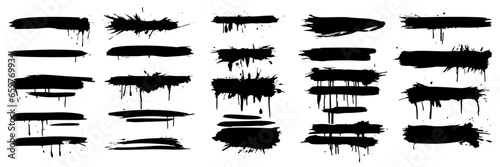 set of black grunge ink splashes. dripping ink vector