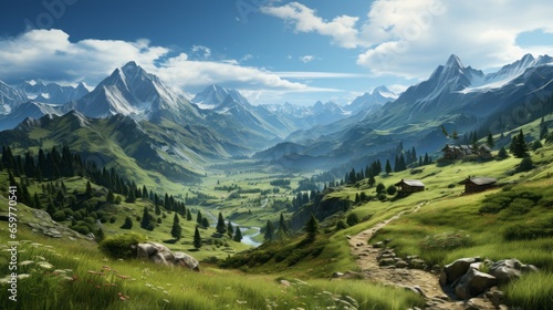 Captivating Alpine Summits  Majestic Peaks  Inspiring Landscapes   Breathtaking Nature in Mountain Travel  generative AI