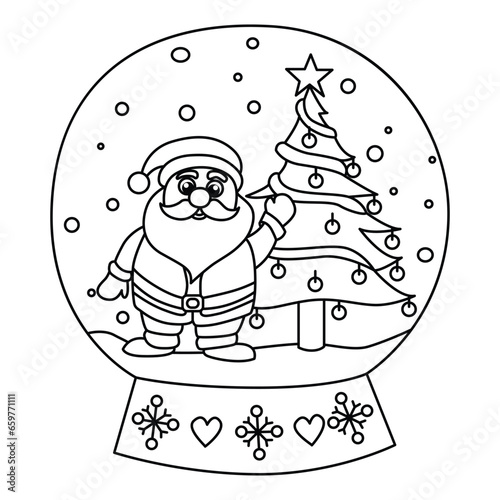 Snow globe ball christmas winter with santaclause cartoon photo