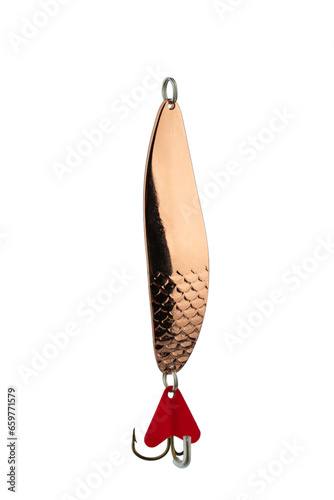 metal fishing hook with spinner, isolated on white background photo
