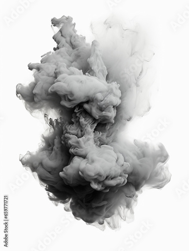 Abstract colored smoke on white background.