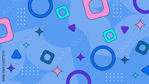 Blue pink and purple violet vector abstract memphis geometric styled background