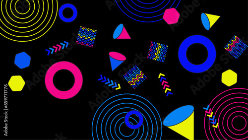 Colorful colourful vector abstract memphis geometric styled background