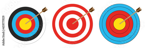 round vector target with arrow red blue yellow and white