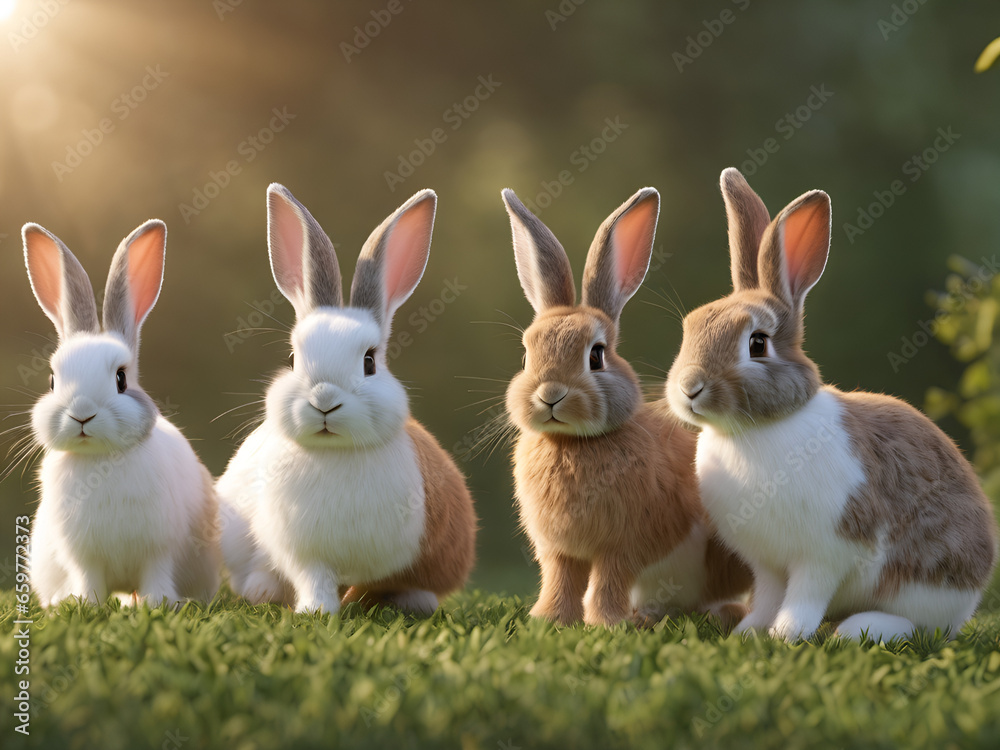 Domestic rabbit.Our family is the perfect blend.A group of rabbits are ...