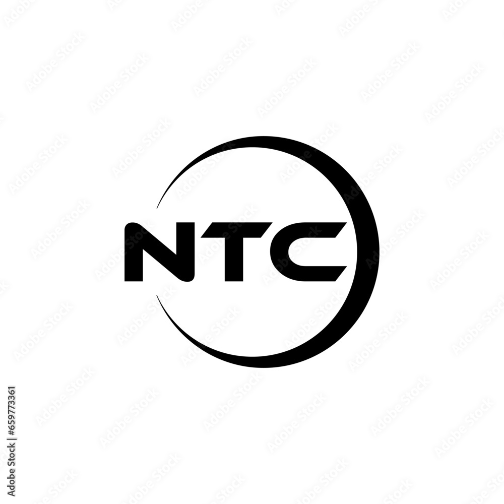 NTC letter logo design with white background in illustrator, cube logo, vector logo, modern alphabet font overlap style. calligraphy designs for logo, Poster, Invitation, etc.