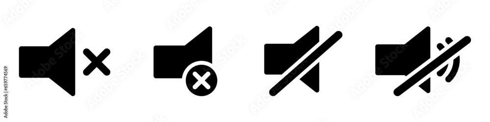 Mute vector icons. Silent vector signs